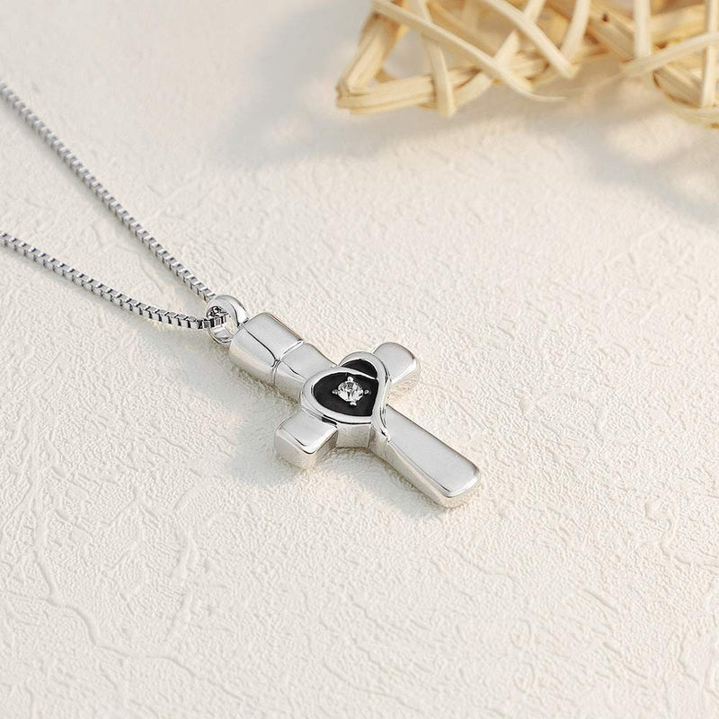 [Australia] - Dlihc Cross Urn Necklaces for Ashes, Keepsake Memorial Urn Pendant Cremation Jewelry for Ashes Black Silver 