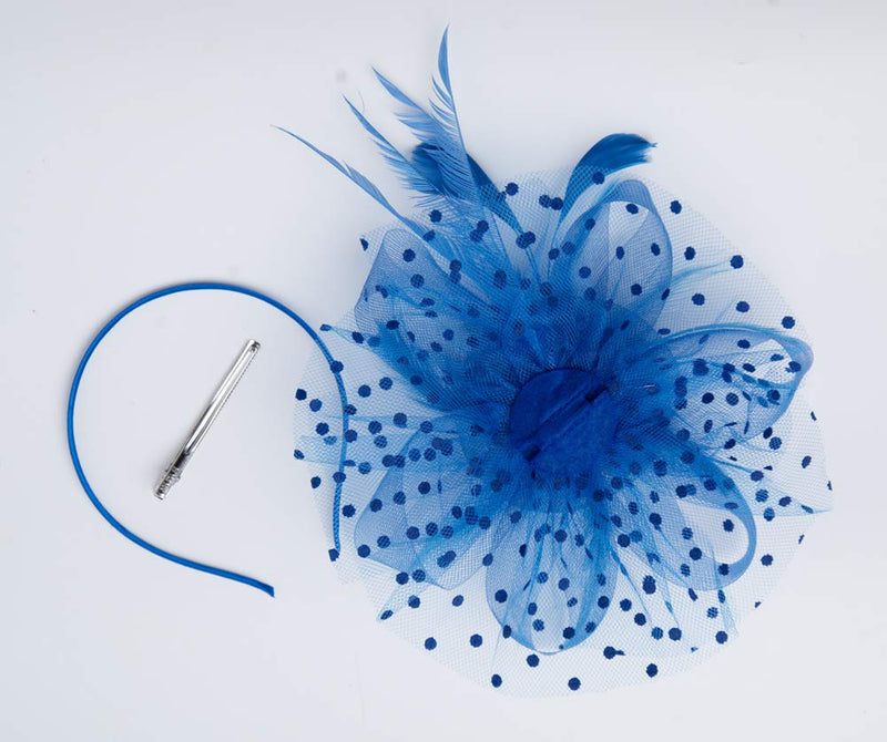 [Australia] - Fascinators Hat for Women Tea Party Headband Kentucky Derby Wedding Flower Cocktail Mesh Feathers Hair Clip 1-royal Blue 