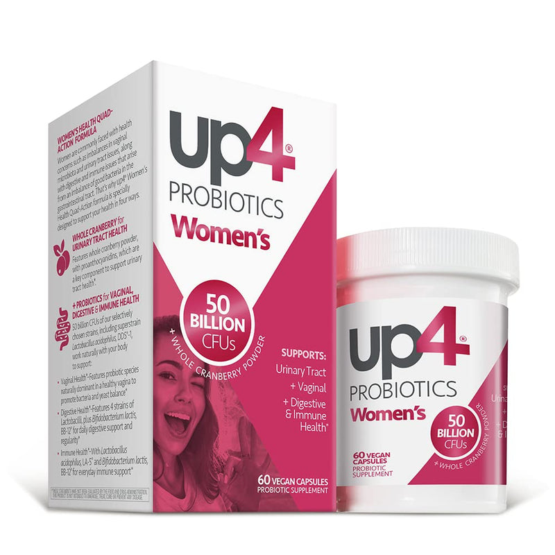 [Australia] - up4 Probiotic Supplement for Women, Vaginal, Digestive and Immune Support, 50 Billion CFUs Guaranteed, Non-GMO, Gluten Free, Soy Free, Vegan, 60 Count Womens 