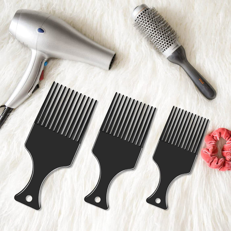 [Australia] - 3 Sizes Afro Combs Set, Black Plastic Afro Hair Comb Hair Pick Comb Wide Tooth Comb Hairdressing Styling Tool for Natural Curly Hair Style 