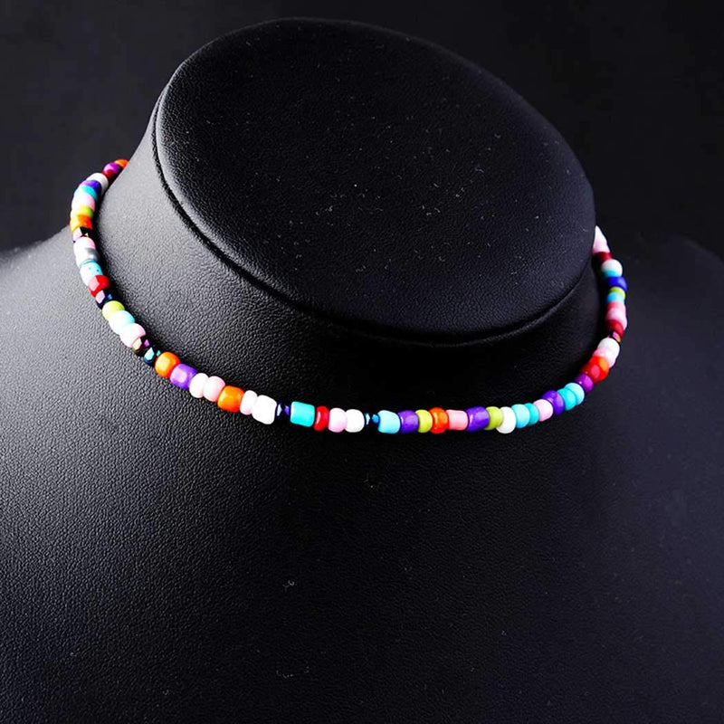 [Australia] - Ursumy Boho Choker Beaded Necklace Chain Handmade Rainbow Necklaces Chokers Jewelry for Women and Girls (Mix) Mix 