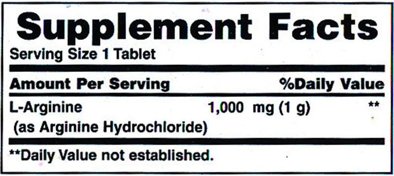 [Australia] - Nature's Bounty L-Arginine, Supports Blood Flow and Vascular Function, 1000 mg, Tablets, 50 Ct 