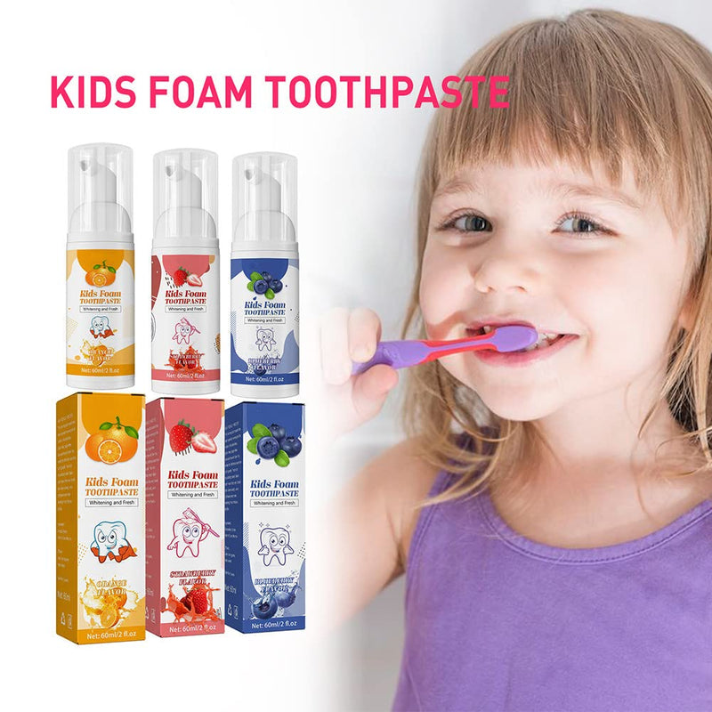 [Australia] - Kids Foam Toothpaste, Children Whitening Low Toothpaste Toddler Toothpaste Teeth Whitening Foam Toothpaste for U Shaped Toothbrush Electric Toothbrush Ages 3+ (Orange Flavor) 