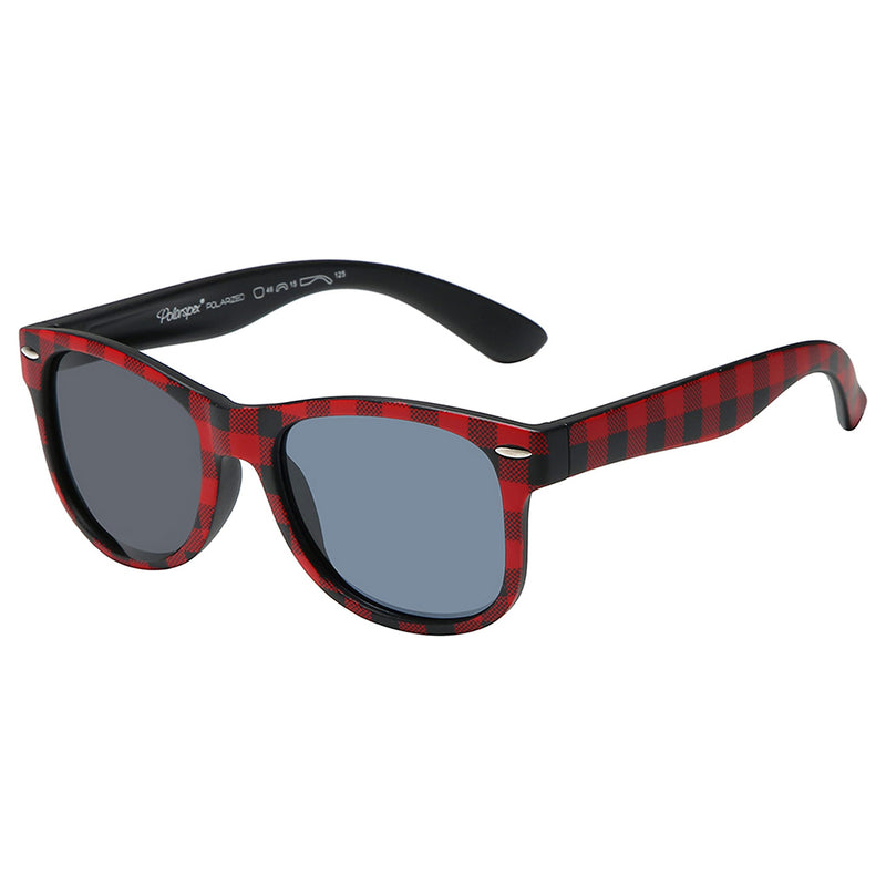 [Australia] - Pete the Cat Toddler Kids Boys and Girls Polarized Retro Sunglasses - BPA Free Buffalo Plaid | Polarized Smoke 45 Millimeters 