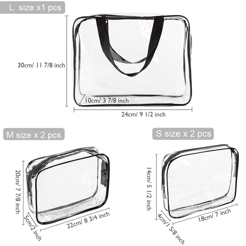 [Australia] - Clear Makeup Bags, APREUTY TSA Approved 5Pcs Cosmetic Makeup Bags Set Waterproof Clear PVC with Zipper Handle Portable Travel Luggage Pouch Airport Airline Vacation Organization Christmas Gifts 