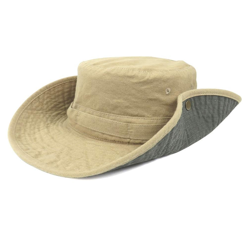 [Australia] - Phaiy Bucket Hat Wide Brim UV Protection Sun Hat Boonie Hats Fishing Hiking Safari Outdoor Hats for Men and Women Beige Large 