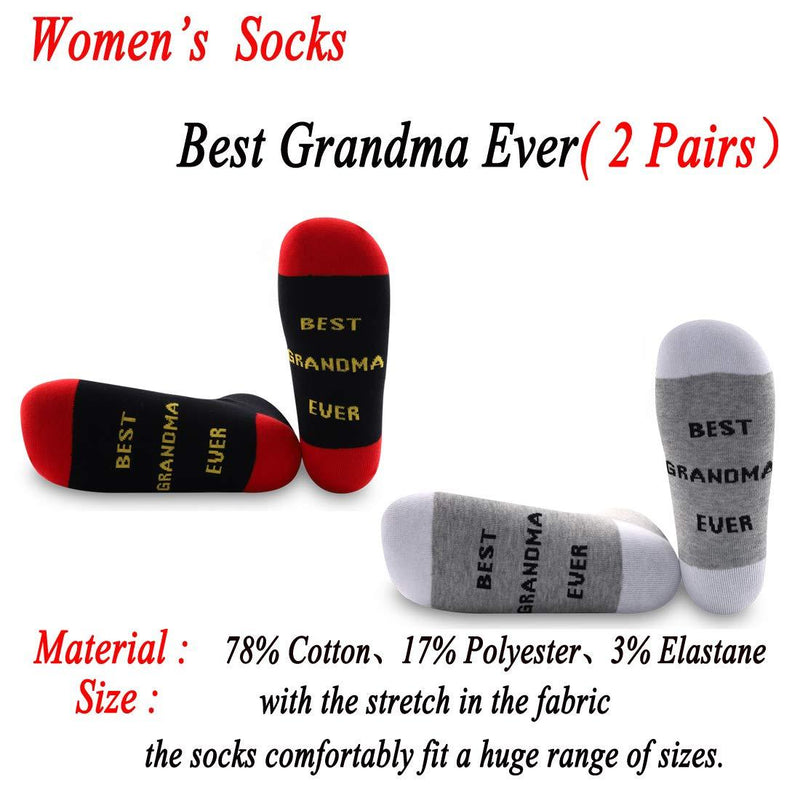 [Australia] - PYOUL 2 Pairs Grandma Socks Best Grandma Ever Gifts for Grandma New Grandma Gift New Mom Gift Birthday Gift 