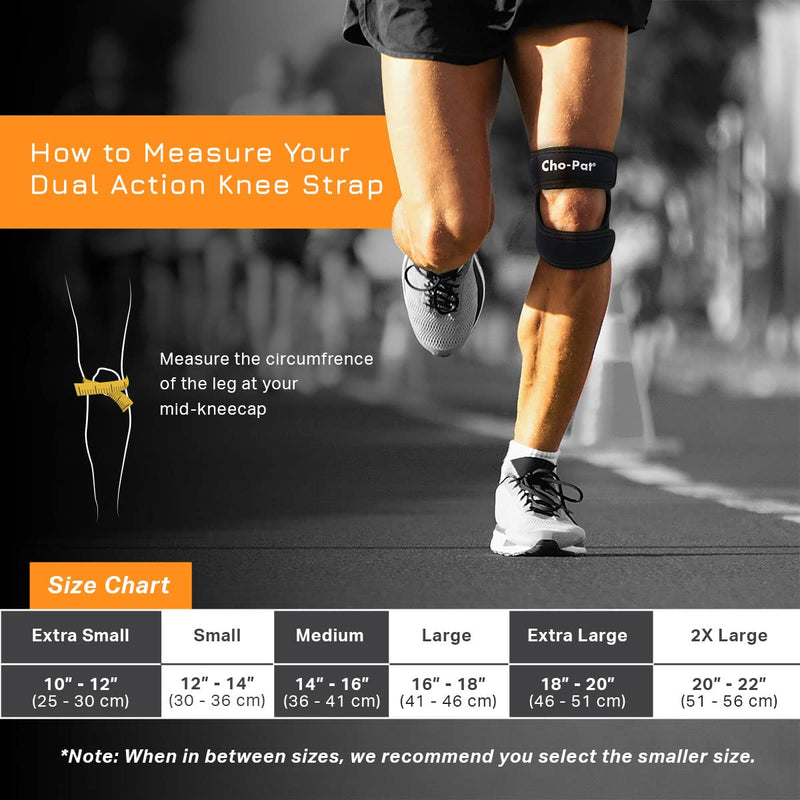 [Australia] - Cho-Pat Dual Action Knee Strap, Provides Full Mobility and Pain Relief for Arthritic, Weakened Knees, Tendonitis, Osgood Schlatter’s, Meniscus Tears, and Chondromalacia, Black, Small, 1 Pair 