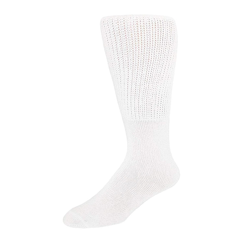 [Australia] - 2 Pairs of Extra Wide Diabetic Socks, Mid/Over The Calf Medical Swollen Feet Socks (White) White - 2 Pairs 