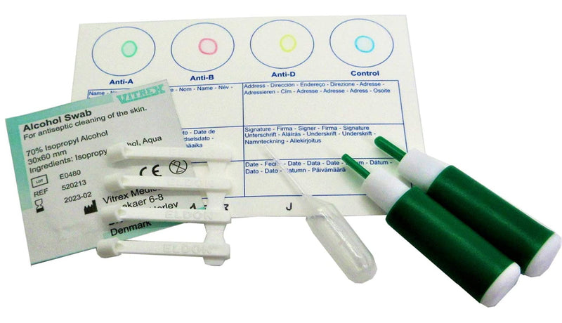 [Australia] - Eldoncard Blood Type Test (Complete Kit) - Air Sealed Envelope, Safety Lancet, Micropipette, Cleansing Swab 