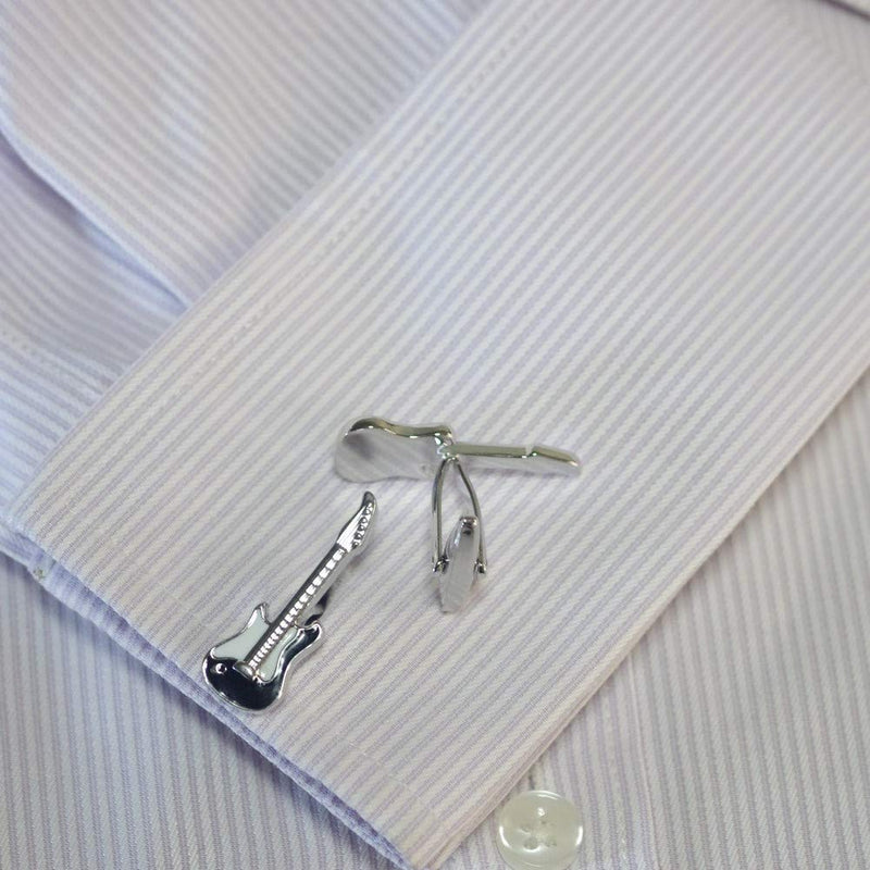 [Australia] - Salutto Men's Cufflink and Tie Clip Tie Bar Set Fashion Special Shape Guitar 