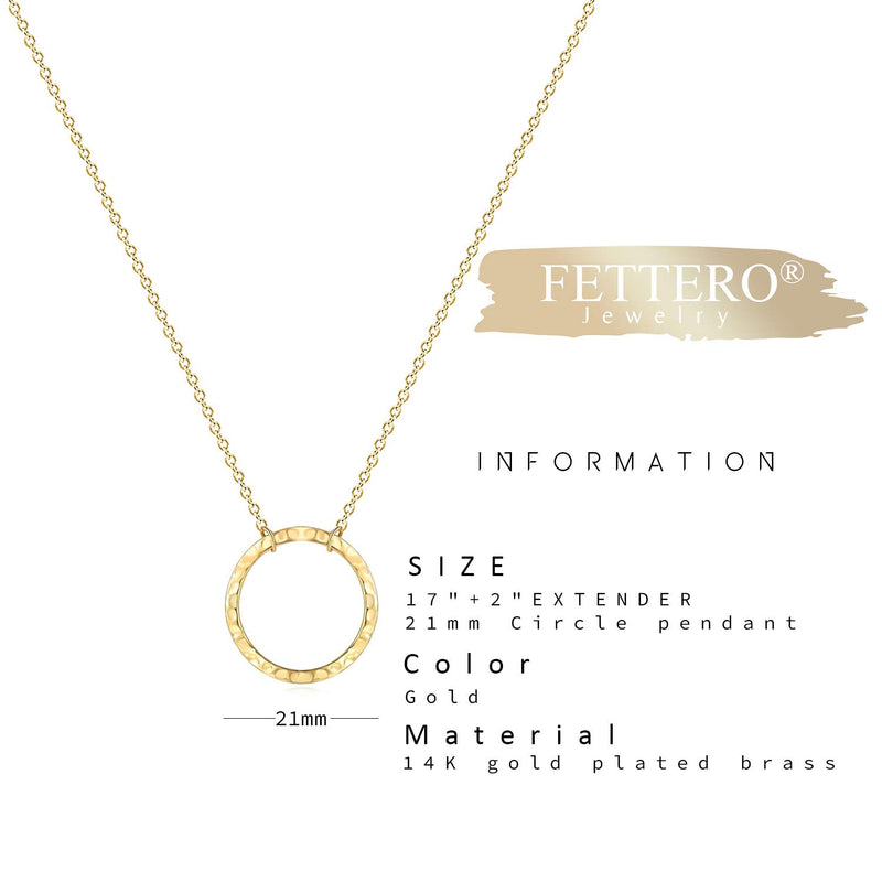 [Australia] - Fettero Women Moon Necklace Hammered Coin Full Karma Circle New Crescent Moon Phase Pendant Dainty Chain Minimalist Simple Boho Jewelry Mother's Gift Big New Moon 