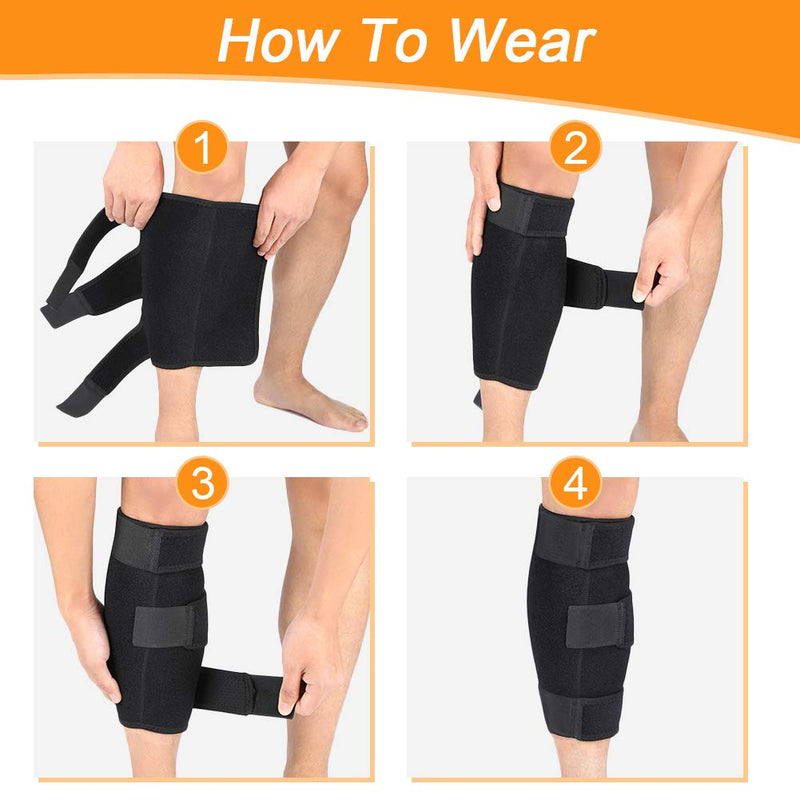 [Australia] - Calf Brace, Shin Splint Support Lower Leg Compression Wrap with Adjustable Three Anti-Slip Strap Support for Pulled Calf Muscle Pain Strain Injury, Sprain and Swelling, Fits Men and Women (Black) 
