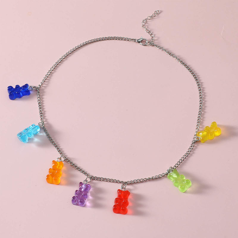 [Australia] - Sclorey Igirl Necklace Indie Aesthetic Necklace Y2k Goth Jewelry Alt Choker Gummy Bear Necklace Egirl Chain Pin Necklace Lock Necklace for Girl Women 