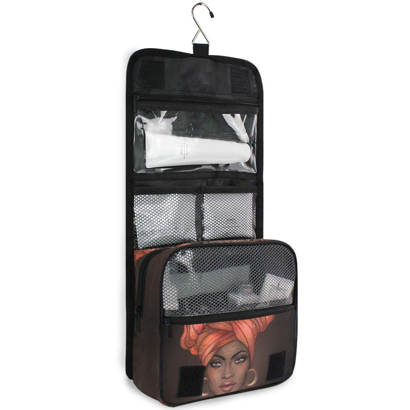 [Australia] - Hanging Toiletry Bag African American Woman Portable Cosmetic Makeup Travel Organizer for Men & Women with Sturdy Hook pattern 5 