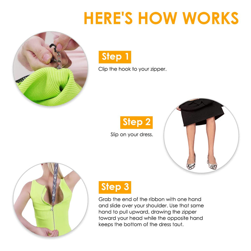 [Australia] - Dress Zipper Helper Zipper Puller Zipping Up Down Dress Yourself Zip Aid Tool Zipper Pull Assistant Zipper Pull for Dress (Black) Black 