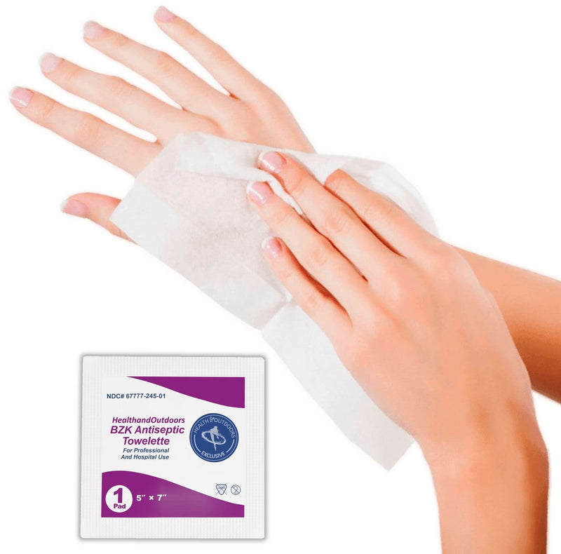 [Australia] - BZK Antiseptic Moist Towelette 5" x 7" Wipe (125 Count) Hand & Body Cleansing Wet Napkins Alcohol-Free Individually Wrapped Towels 125 Count (Pack of 1) 