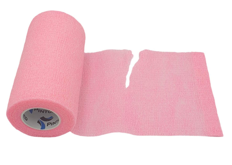 [Australia] - PintoMed - PINK Cohesive Bandage Stretched 6 Rolls x 10cm x 4.5m Self-adhesive Flexible Bandages, Professional Quality, First Aid Sports Wrap Bandages - Pack of 6 