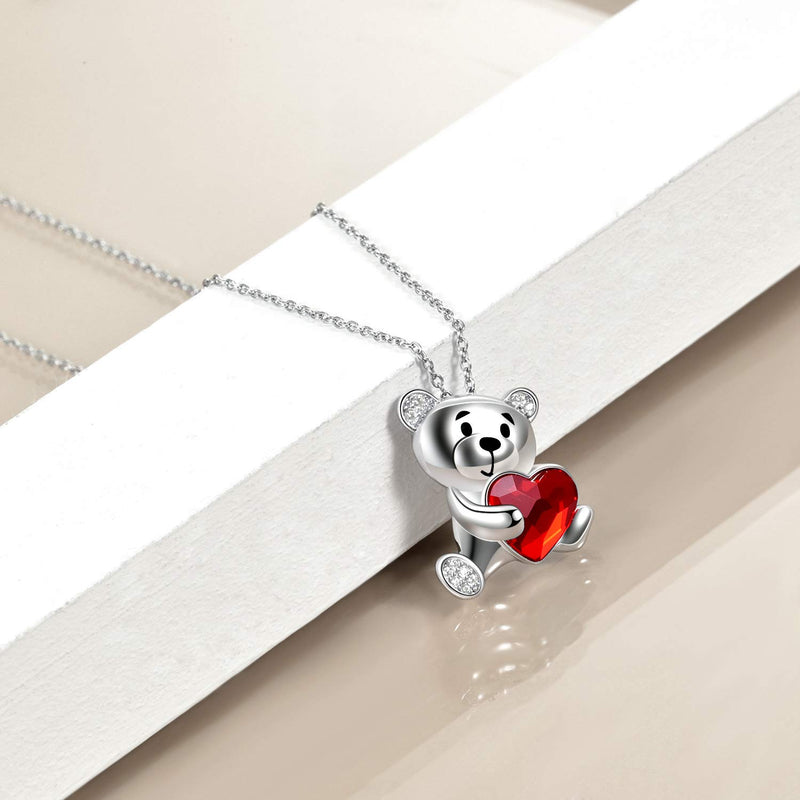 [Australia] - ONEFINITY Monkey Bear Necklace 925 Sterling Silver Monkey Bear Necklace Cute Animal Pendant Jewelry for Women Girls heart Bear 