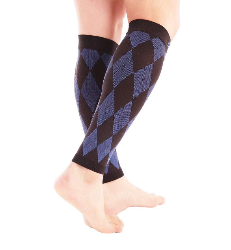 [Australia] - Doc Miller Calf Compression Sleeve for Men & Women - Fast Leg Pain Relief from Shin Splints, Varicose Veins - All Day Calf Support for Running, Travel & Everyday Use Black.Blue Small 