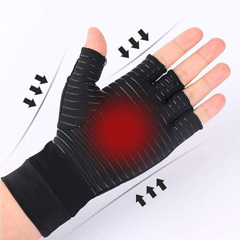 [Australia] - Copper Arthritis Gloves, Compression Gloves for Hands and Fingers Rehabilitation, Arthritis Gloves for Women Men Relief Hand Pain of Arthritis, Swelling, Carpal Tunnel - Size Large Large (1 Pair) 