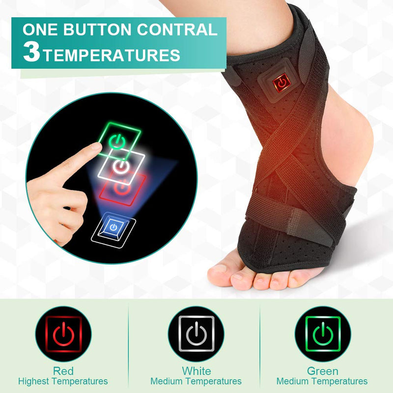 [Australia] - Foot Heating Pad,Plantar Fasciitis Support Brace 1 Pair Compression Foot Sleeves Heated Therapy Night Splint Achilles Tendonitis for Arthritis Sprains Strains Heel Spur Torn Tendons Black Foot Splint+Socks 