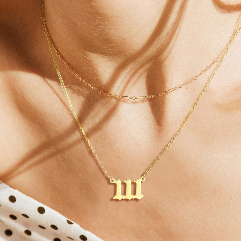 [Australia] - RWQIAN Angel Number Necklace For Women，Dainty Gold Plated Number 000 1111 111 222 333 444 555 666 777 888 999 Pendants Choker Chain Numerology Jewelry Necklace Gifts for Women Girls Angel Number Necklace 111 