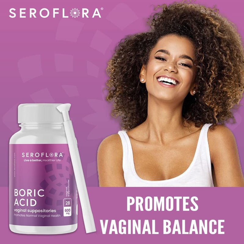 [Australia] - Seroflora Boric Acid Vaginal Suppositories for Women + 1 Suppository Applicator - Helps Support Vaginal Odor pH Balance, Yeast Infection and Bacterial Vaginosis 