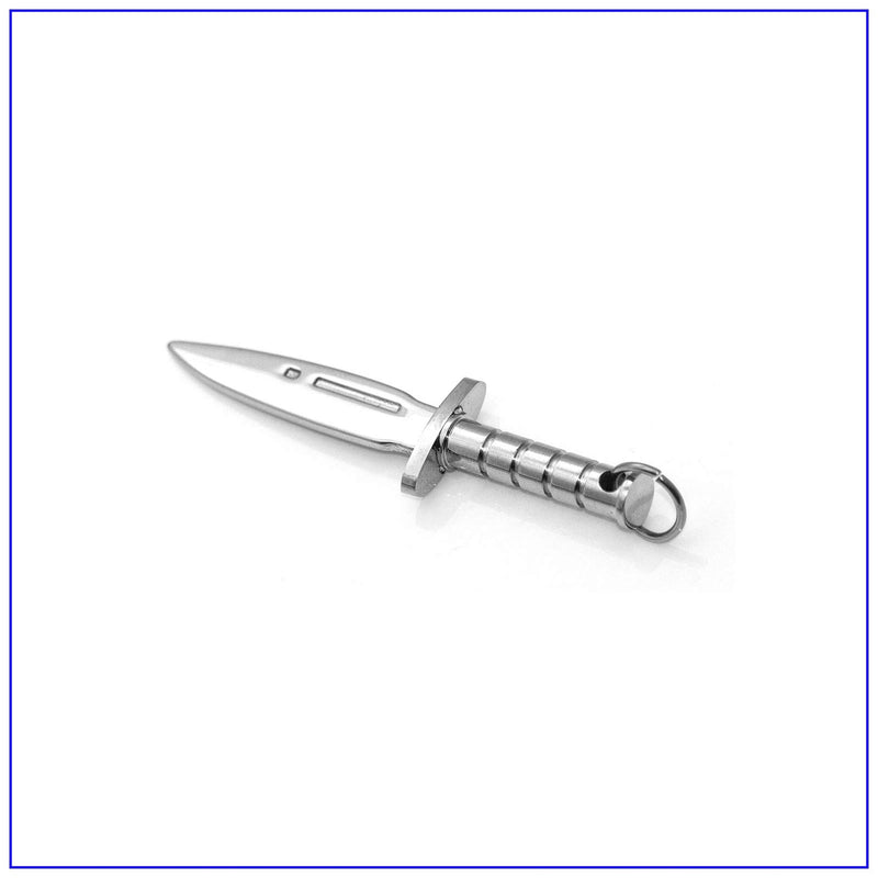 [Australia] - Fusamk Fashion Titanium Steel Dagger Tag Pendant Knife Necklace Steel Knife 