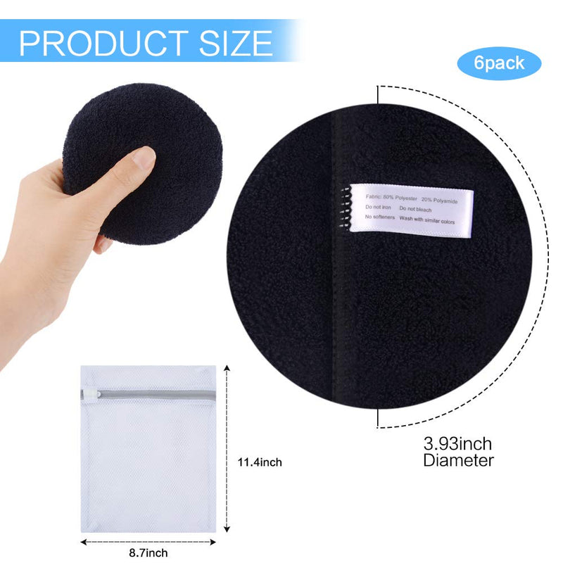 [Australia] - SUNLAND Reusable Makeup Remover Pads for Face,Eyes,Lips Microfiber Face Cleansing Gloves Washable Makeup Remover Cloth with Laundry Bag Rounds Pads (round 4inchx6pack, black) round 4inchx6pack 