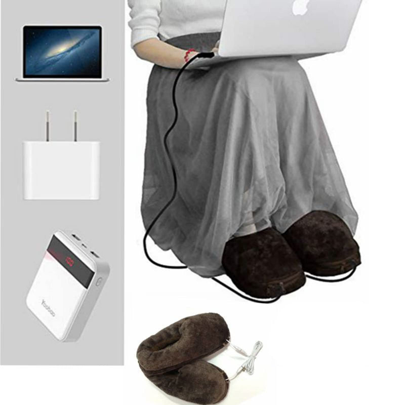 [Australia] - USB Electric Heated Slippers Foot Warmer USB Heated Slippers Warmers Heating Shoes Winter Warm Slippers Electric Heated Feet for Men Women Keep Feet Warm for Indoor Home Office(Gray) 