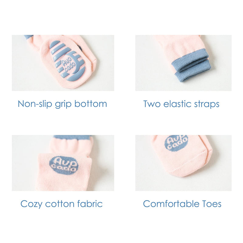 [Australia] - Lusolare Non Slip Grip Crew Socks, Cozy Warm Cotton Cartoon Ankle Socks 5 Pairs for Toddler Kids Baby Boys Girls(Cute Fruits) Small 