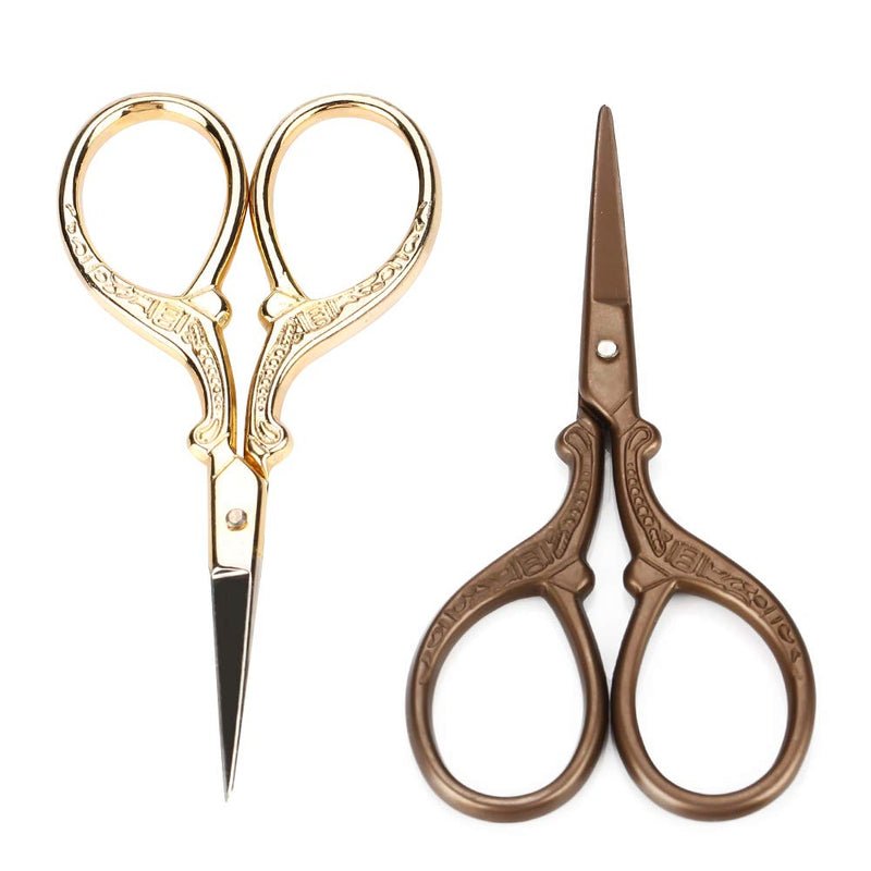 [Australia] - 2Pcs Eyebrow Scissors, Vintage Crane Shaped Stainless Steel Beauty Makeup Scissors for Eyebrows Trim 