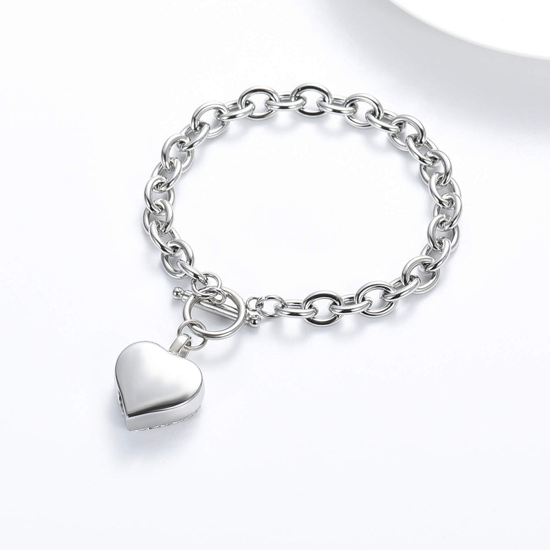 [Australia] - zeqingjw Cremation Bracelet for Ashes Stainless Steel - Infinity Heart Urn Bangles for Pet/Human Ashes - Memorial Keepsake Ash Jewelry Silver 