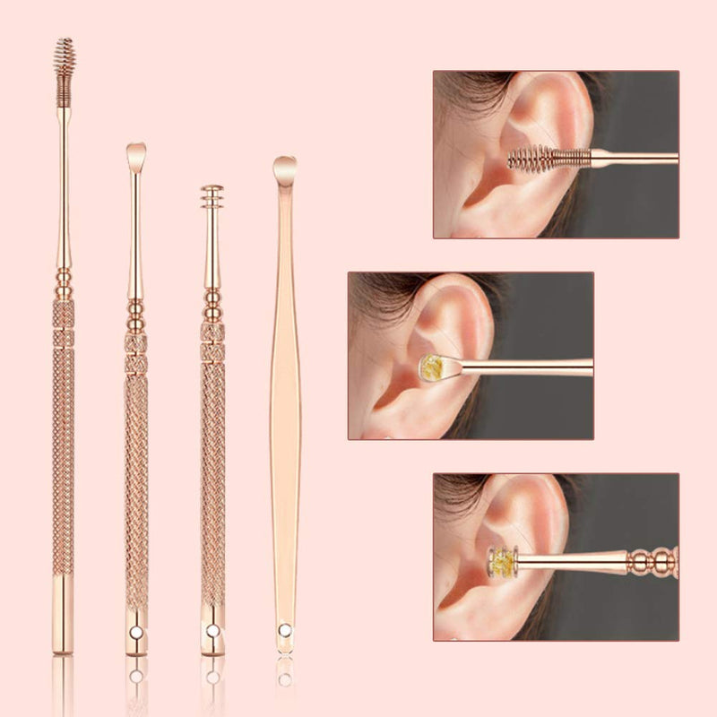 [Australia] - Earwax Removal Kit Ear Cleansing Tool Set Earwax Removal Tool 11 Pcs Ear Wax Remover with a Cleaning Brush and Storage Box, Suitable for Adults & Kids Rose Gold 