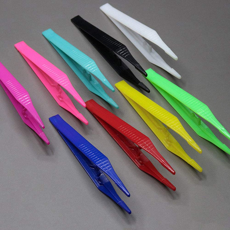 [Australia] - 20 Pcs Plastic Bead Tweezers Disposable Craft Tweezers for Home Classroom School Use, Random Color 