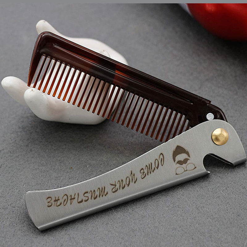 [Australia] - Hair&Beard Comb Stainless Steel Comb Moustache Shaping Comb Pocket Beard Comb Teeth Beard Comb for Men 