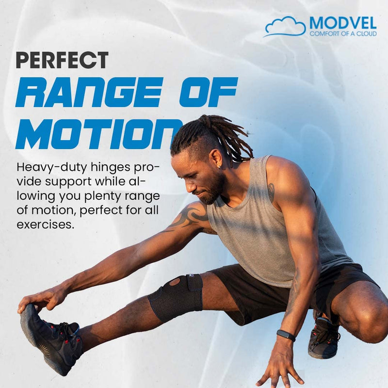 [Australia] - MODVEL Knee Brace with Side Stabilizers | FSA or HSA eligible | Patella Gel Pads Knee Support Braces for Knee Pain, Meniscus Tear,ACL,MCL,Arthritis, Joint Pain Relief,Injury Recovery-4 Sizes. Black XX-Large 
