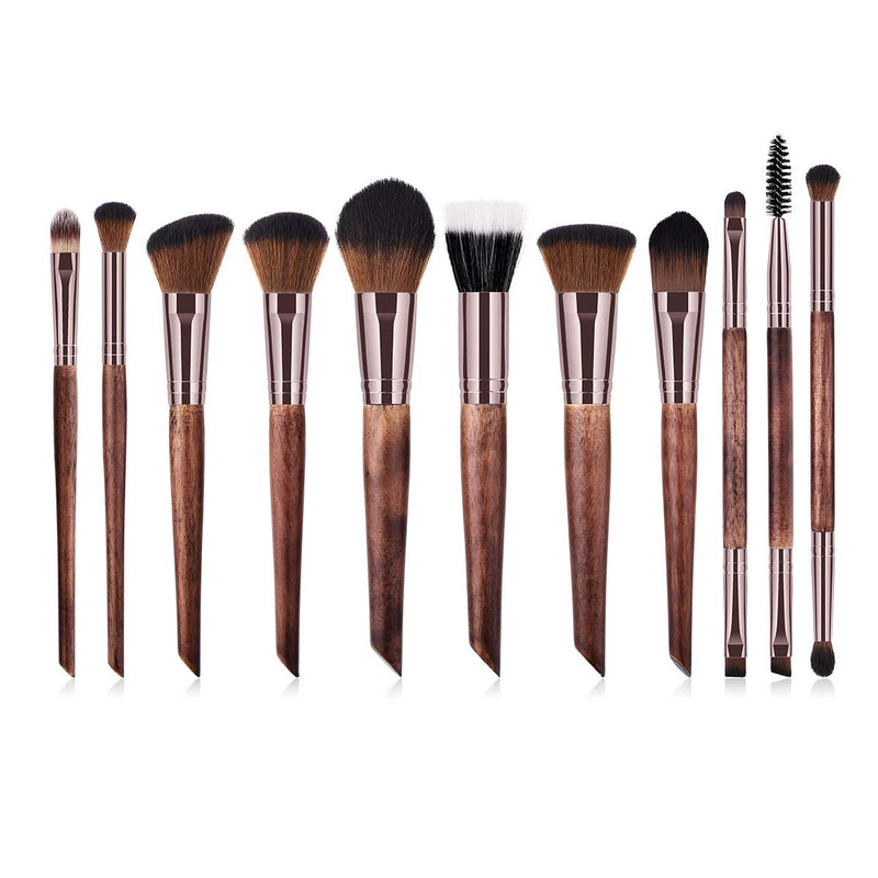 [Australia] - 11pcs Coffee Makeup Brushes Premium Makeup Brush Set 