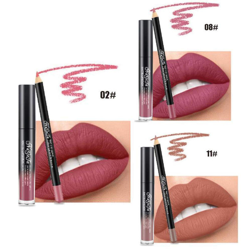 [Australia] - Bellesky Matte Liquid Lipstick Set Berry Red Series 3Pcs Velvety Lip Gloss Kit Long-Lasting Wear Non-Stick Cup and Not Fade Lipstick Makeup Set for All Skin Undertone (Nude Red, 3PCS-B) 