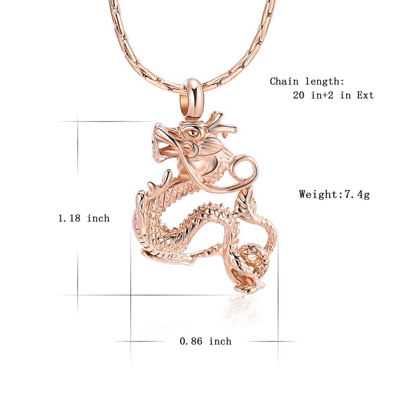 [Australia] - constantlife Cremation Jewelry for Ashes Stainless Steel Dragon Memorial Jewelry Cremation Ash Urn Necklace Urn Pendant for Man Women Rose Gold 