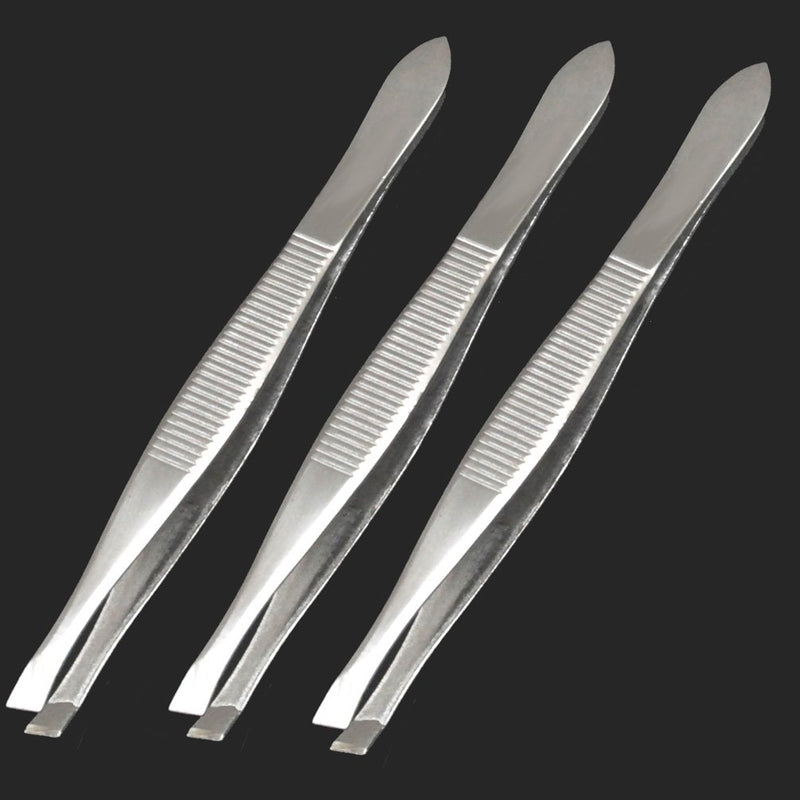 [Australia] - Luxxi (5 Pack) Slant Tweezers - Precision Sturdy Stainless Steel Slant Tip Tweezers Hair Plucker for Hair and Eyebrows Personal Care (Silver Tone) 