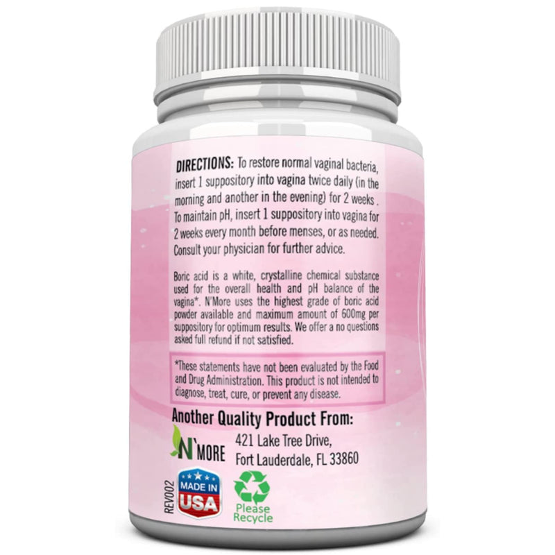 [Australia] - Boric Acid Vaginal Suppositories - 30 Count, 600mg - 100% Pure Made in USA - Boricfem Support Vaginal Health (One) 