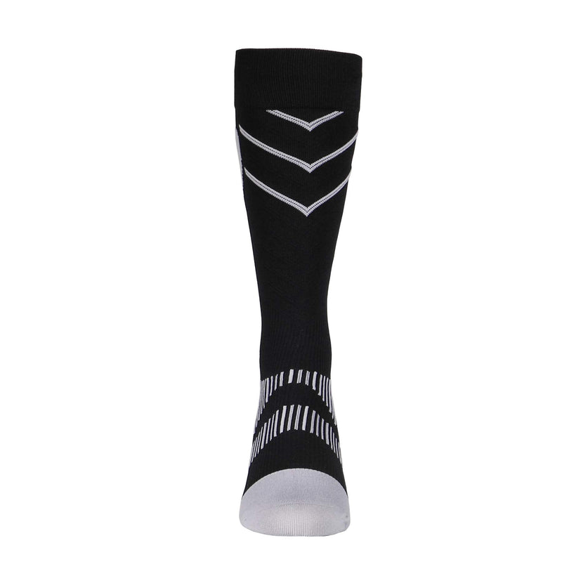 [Australia] - NuVein Compression Socks, 15-20 mmHg Support for Athletic Performance and Medical Recovery, Knee High, Closed Toe, Silver on Black, Large 