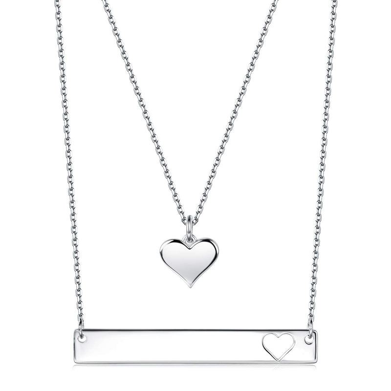 [Australia] - CHICLOVE Mother Daughter Jewelry Sets for Two, Cutout Heart Necklaces, 2 Sterling Silver Necklaces D - mother daughter necklace set for 2 