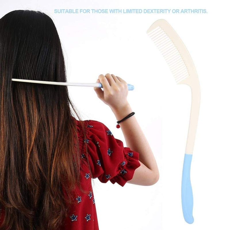[Australia] - Long Handle Soft Comb and Brush, Long Handled Comb and Brush Set Long Handle Comb Hair Brush Anti-Slip Ergonomic Long Comb Reach(Comb) 