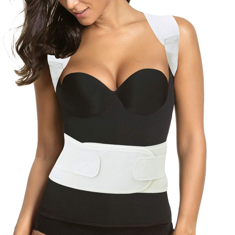 [Australia] - Thoracic Back Brace Posture Corrector - Magnetic Support for Neck Shoulder Upper and Lower Back Pain Relief - Perfect Posture Brace for Cervical Lumbar Spine - Fully Adjustable Belt (Beige, X-Large) Beige X-Large (Pack of 1) 