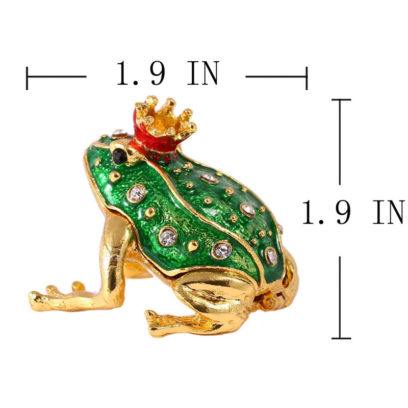 [Australia] - Crystal Jeweled Crown Frog Trinket Box Hinged Collectible Frog Figurine Decor Ring Holder Hand-Painted Decorative Jewelry Holder Box 