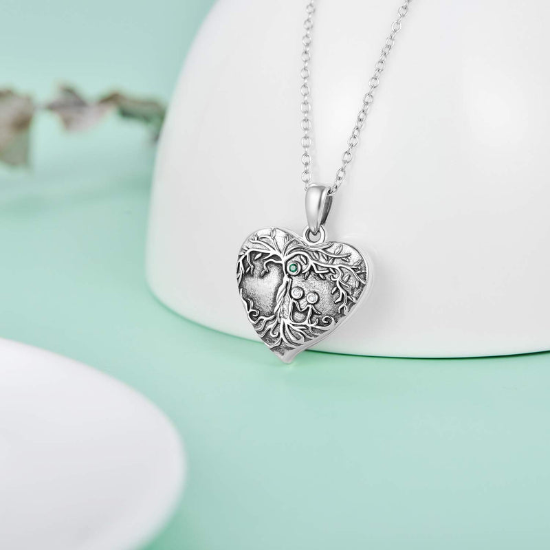 [Australia] - Heart Locket Necklace That Hold Pictures Sterling Silver Photo Locket Pendant Memorial Gift for Women Girl Family Tree Heart Locket 