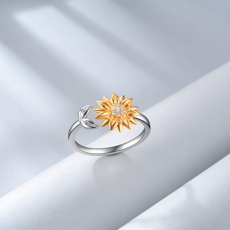 [Australia] - POPLYKE Sterling Silver Sunflower Jewelry Series for Women Girls You are My Sunshine Sunflower rings 